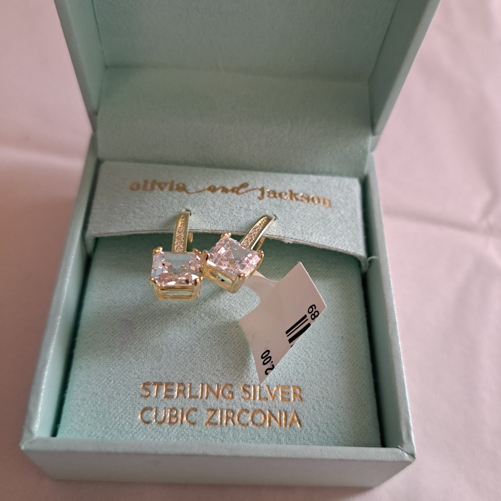 New In Box With Tags Olivia And Jackson Sterling & Cubic Zirconia Earrings